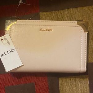 ALDO Light Cream Wallet with Gold Accents
